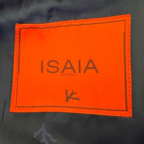 Isaia Wool Blue Plaid Windowpane Blazer Size 48 (58EU) Unfinished Sleeves - Picture 9 of 15